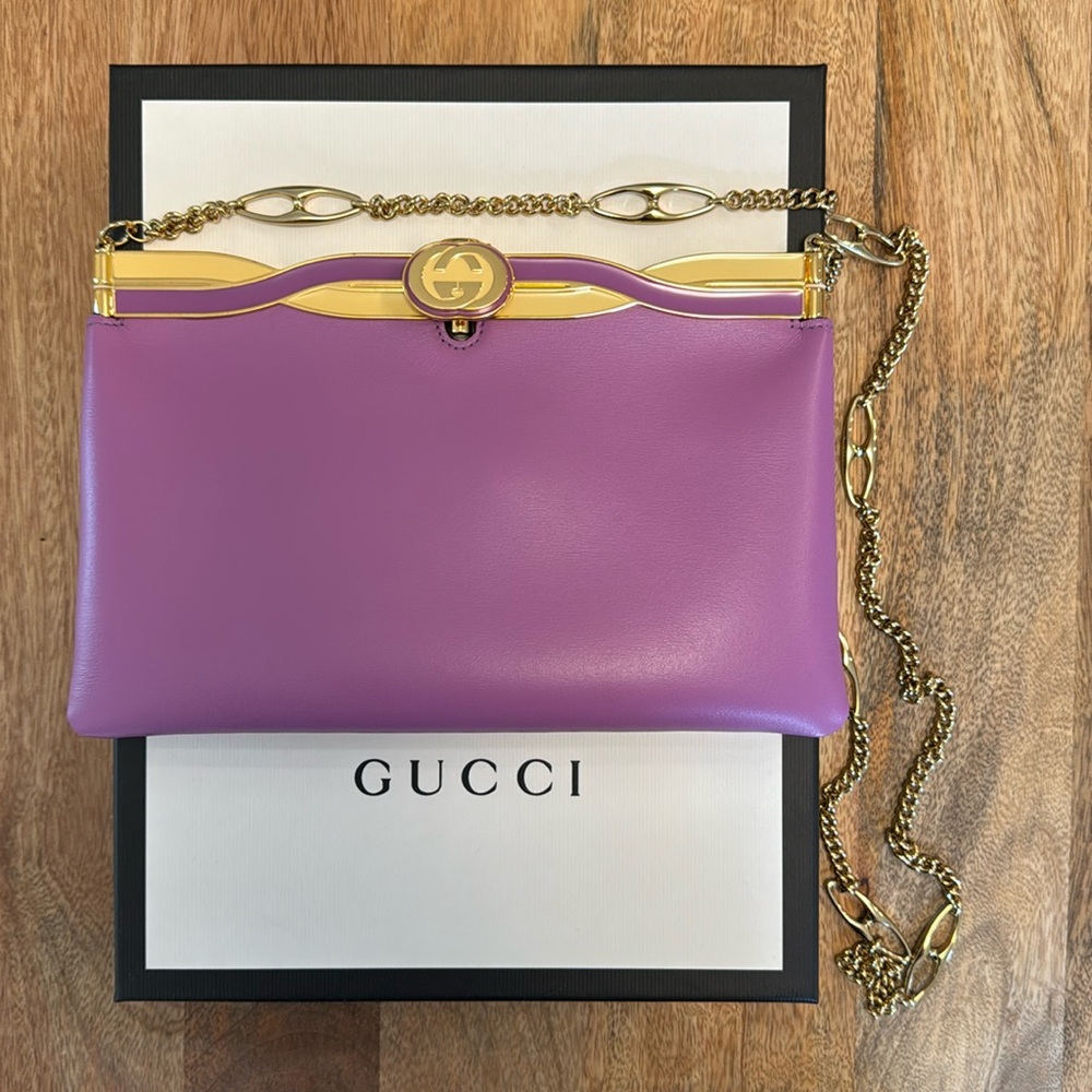 NEW Gucci Purple Broadway Evening Bag 100% Authentic